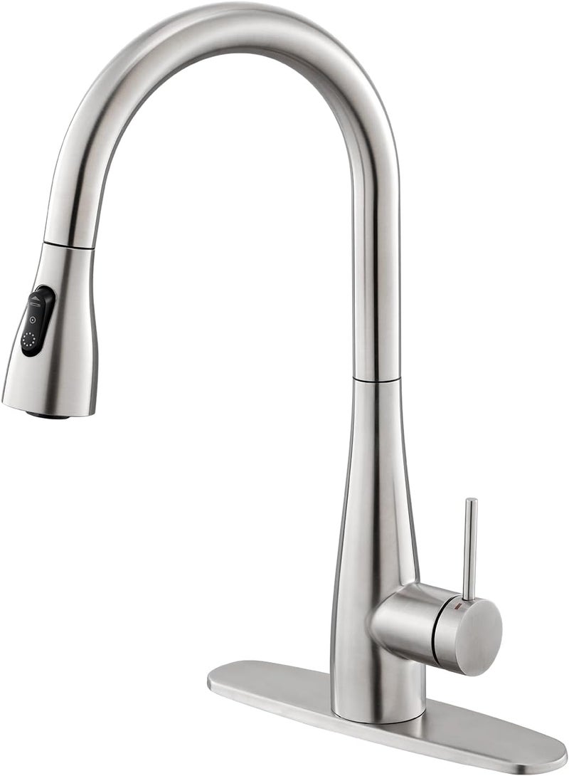 Crea Kitchen Faucet, Pull Down Kitchen Faucets with Sprayer 3 Modes, Uitility Laundry Faucets Single Hole Bar Sink Faucet 360° Swivel High Arc Commercial RV Faucet Stainless Steel - Image 1